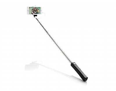 Opvouwbare selfie stick met kabel, zwart
