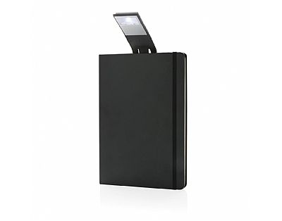A5 notitieboek met LED leeslamp, zwart